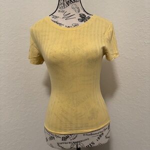 Destined S Sunny Pastel Yellow Ribbed Women's Tee